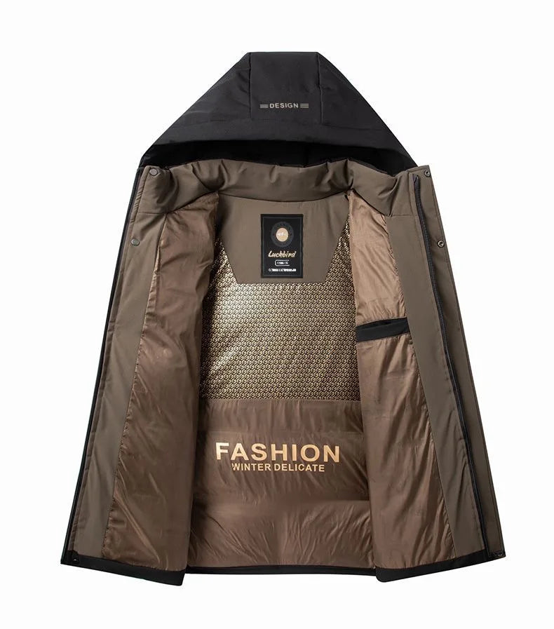 2024 Autumn and Winter New Fashion Trend Thick Warm Hooded Cotton-Padded Jacket Men's Casual Loose Comfortable Plus Size Coat