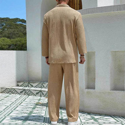 2024 Spring Summer Casual Cotton Shirts And Pants Suits Men Vintage Half Sleeve Irregular Cardigan Two Piece Sets Mens Outfits
