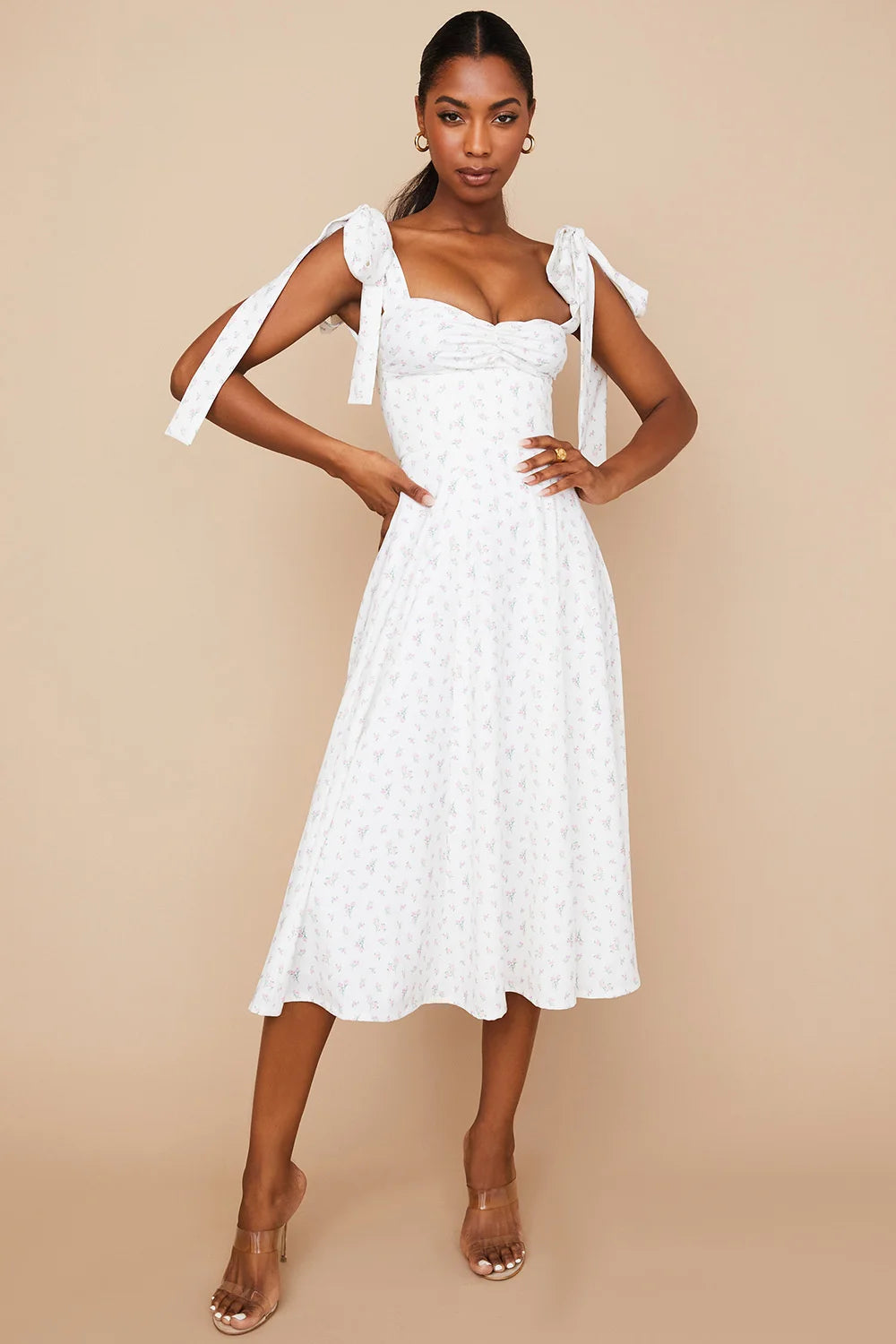 Josiaoprah Holiday floral dress lace up women's summer sundress A-line Spaghetti Strap dress Prairie chic ladies vestidos