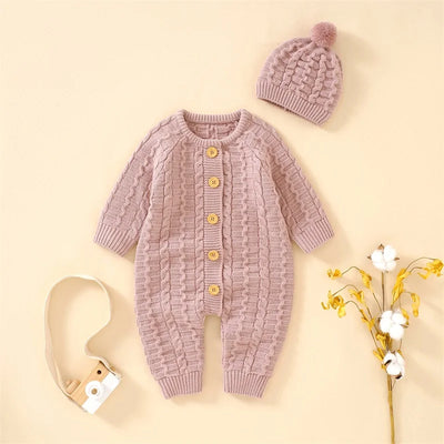 Ma&Baby 0-18M Warm Baby Clothing Knit Romper Newborn Infant Toddler Boy Girl Long Sleeve Jumpsuit + Hat Fall Spring Outfits