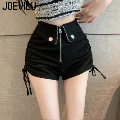 Women's High Waist White Shorts  Summer Spice Girls Drawstring A-line Short Hot Pants  Trendy Lace Up Zip Up Button Down Shorts