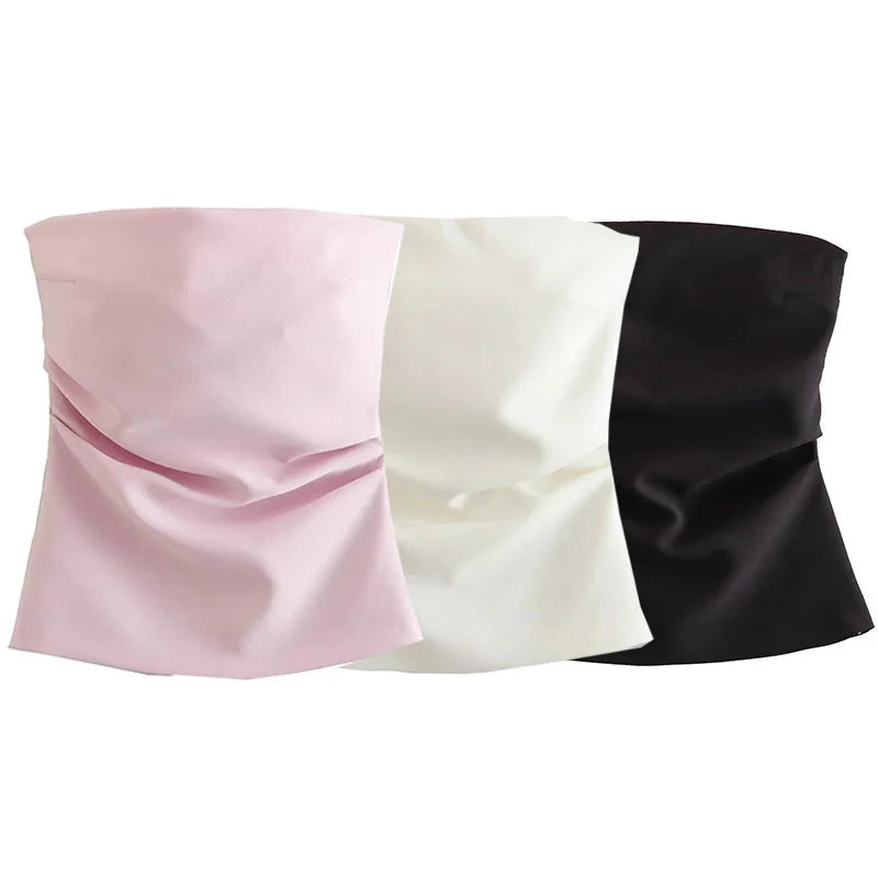 2025 Women Tube Top White Black Off Shoulder Crop Top Female Pink Sleeveless Backless Sexy Tops Woman Fashion Corset Tops