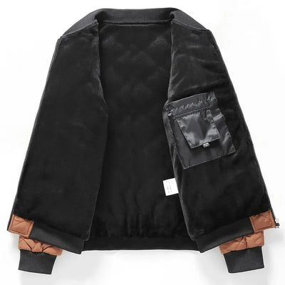 Men's Casual Cotton Coat Fleece-lined Warm Padded Jacket Nylon Material Loose Fit For Middle-aged Elderly