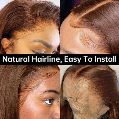 12A Malaysia #4 Brown Straight Short Bob Wig 100% Human Hair Wig Chocolate Glueless Wig Virgin Hair For Black Women