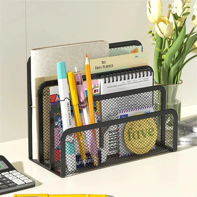 3-layer Papers Trays Notebook Stand Rack Desk Black Metal Iron Mesh Holder for Magazine Document File Book Rack Organizer Office