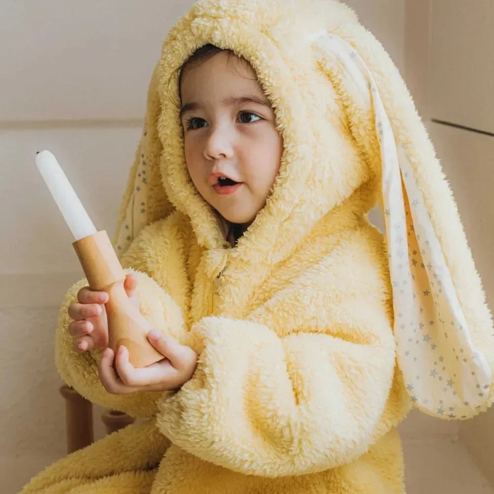 Winter Winter  Baby Romper Boys Girls Zipper Newborn Jumpsuit Cute Hooded Rabbit Pajamas Baby Girl Clothes 1-2 Years