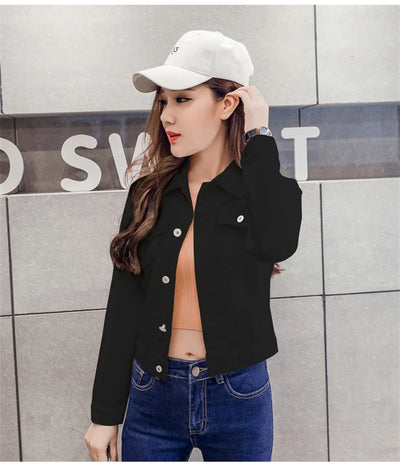 Spring Autumn Women Short Denim Jacket Candy 8 Colors Streetwear Chic Jean Coat Lady Slim Small Outerwear Female casual Tops
