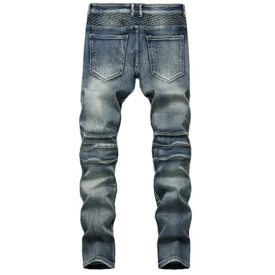 Jeans Men Long Pencil Pants Denim Pant High Waist Slim Fit Simple Zipper Splice Casual Regular Autumn Winter Straight Trousers