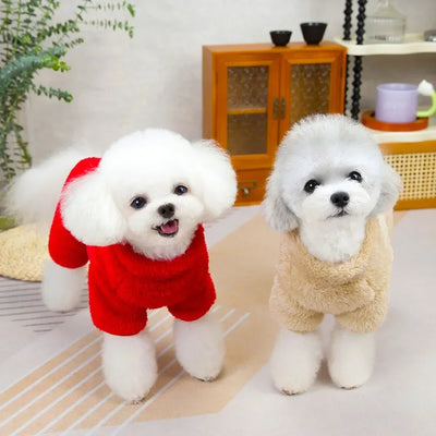 Winter Warm Pet Clothes Thick Warm Plush Dog Coat Jacket with Zipper for Small Dogs Cats Cozy Fleece Jumpsuit Chihuahua Costume