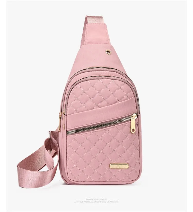 Women Chest Bag Simple Ladies Crossbody Bag Small Sling Backpack Fashion Large Capacity Waterproof Sling Bag with Headphone Jack