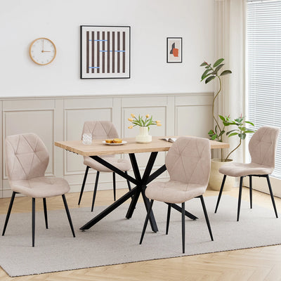 Modern Minimalist Rectangular Dining Table With Metal Base, For 4 - 6 People, Suitable For Kitchen/Dining Room, 140*80cm