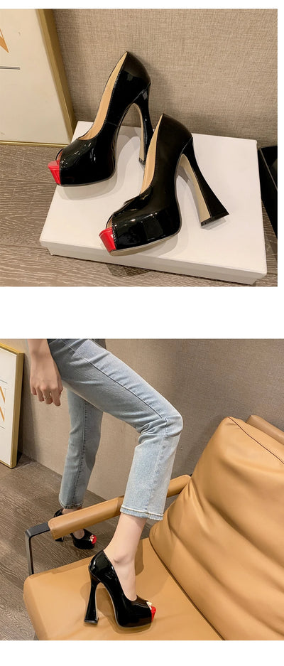 Elegant Pearl Shallow Women's Shoes 2025 Fashion Peep Toe Platform Ladies Thin High Heels Party Dress Pumps Shoes