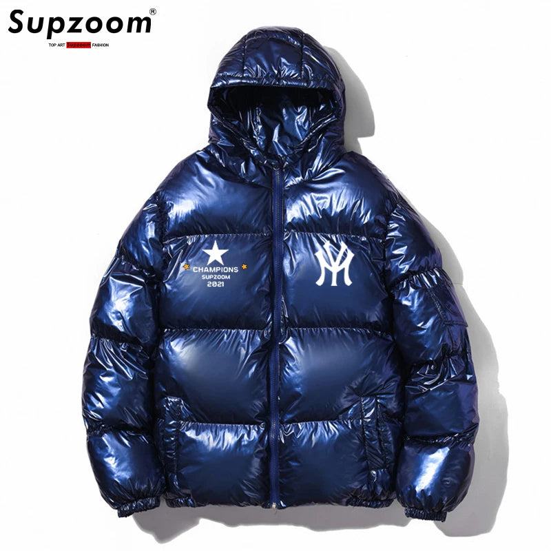 Supzoom New Arrival Top Fashion Hip Hop Print Bread Suit Winter Cotton Couple Cold Clothes Hooded Casual Mens Jackets And Coats