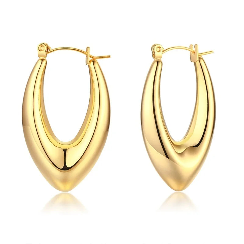Fashion Square Geometric Hoop Earrings for Women, Chic Metal Stainless Steel Lady Earrings Bijoux Femme New Jewelry