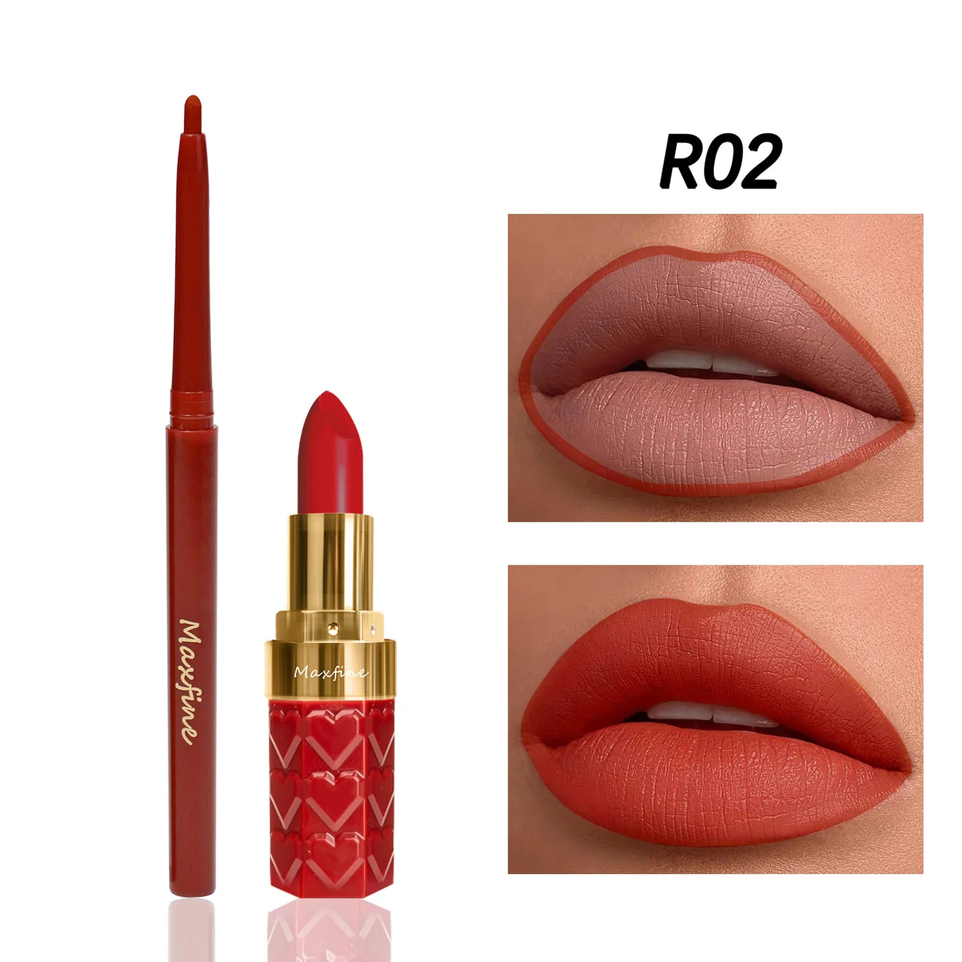 Velvet Matte Lip Liner Lipstick Pen Set Waterproof Long Lasting Sexy Red Contour Tint Lipstick Non-stick Cup Lipliner Pen Makeup