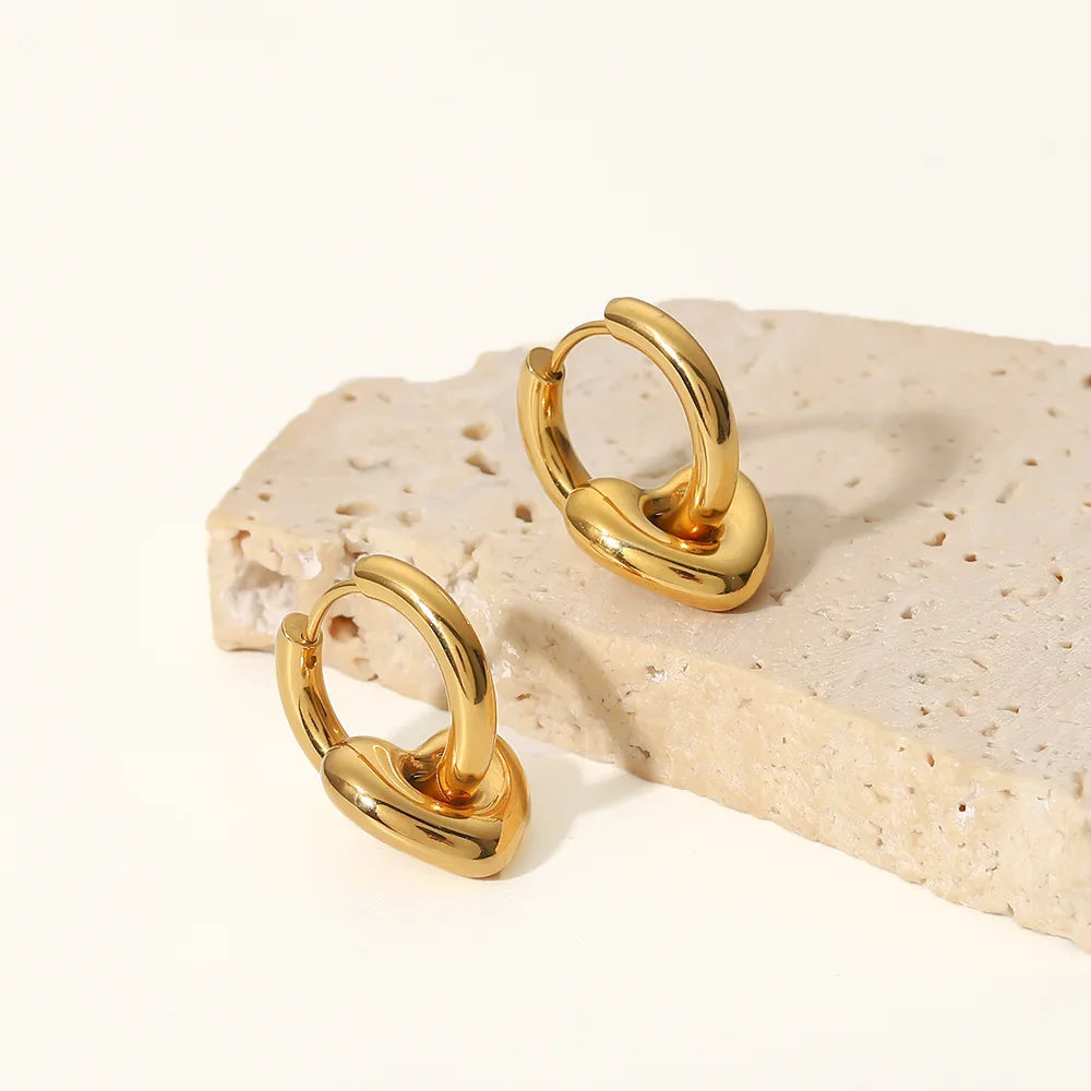 Punk Round Stainless Steel Hoop Earrings For Women Minimalist Geometric Heart-shaped Earrings Statement Jewelry 2023