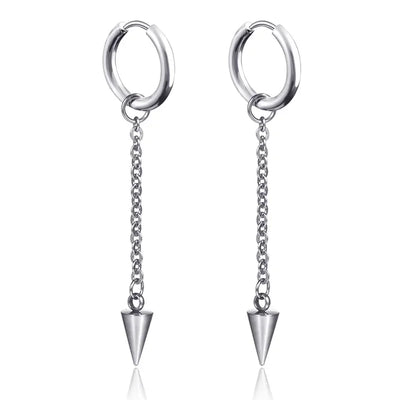 New Punk Stainless Steel Chain Hoop Earrings For Women Men 2023 Trendy Goth Pop Hip Hop Pendants Ear Jewelry Accessories Earring