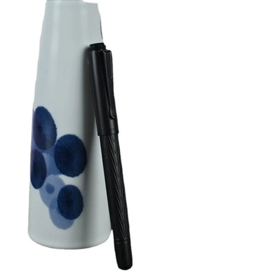 Titanium Nib Black Samurai Fountain Pen 0.5mm Nib Tree Texture Metal Fountain Pen Refillable Smooth Ink Pens Writing Supplies