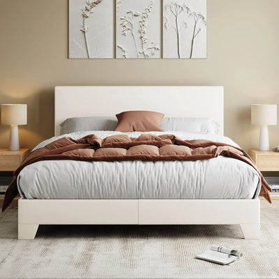 Bedroom Furniture, Full/Queen/king Size Bed Frame Adjustable Headboard, Faux Leather Platform Bed, Easy Assembly