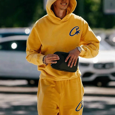 Y2K Unisex White Hoodie and Jogger Set, Casual Sportswear, Comfortable Sweatshirt and Pants, Trendy Outfit for Men and Women