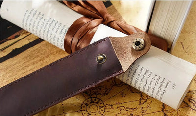 Genuine Leather Pen Case Cowhide Stationery Pencil Holder Bag Pen Pouch for Travel Notebook Journal Pen Cover