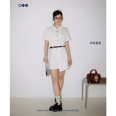 Li Xiaosan Loose-Fit Black Working Wear Dress Fake Two-Piece