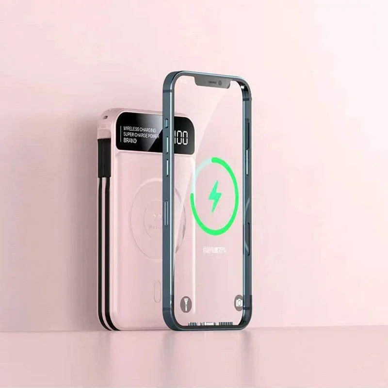 Xiaomi Emergency 50000mah Wireless Charging Power Bank Magnetic Charging Built-in Wire Mobile Phone Battery For IPhone Magsafe