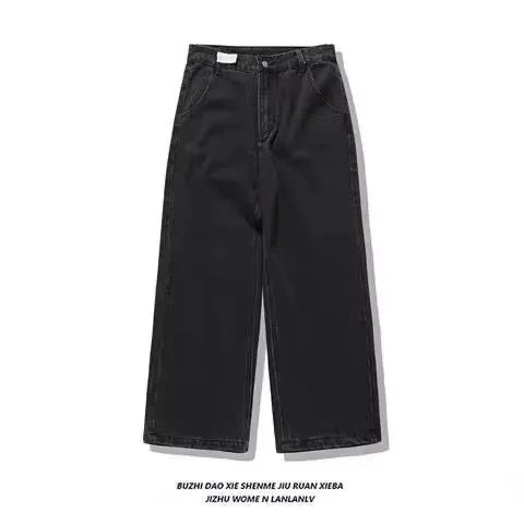 Y2K Red Gothic Hip-Hop Hole Vintage Jeans Girl High Street Trend American Baggy Wash Overall Belt Splicing Woman Wide-leg Pants