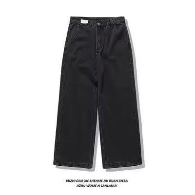 Y2K Red Gothic Hip-Hop Hole Vintage Jeans Girl High Street Trend American Baggy Wash Overall Belt Splicing Woman Wide-leg Pants
