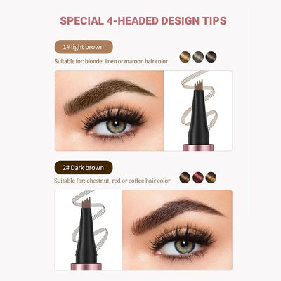 4 Fork Tip Eyebrow Pencil 3D Microblading Waterproof Dark Brown Natural Colour Fine Stroke Magic Eyebrow Pencil 2024 New Ladies