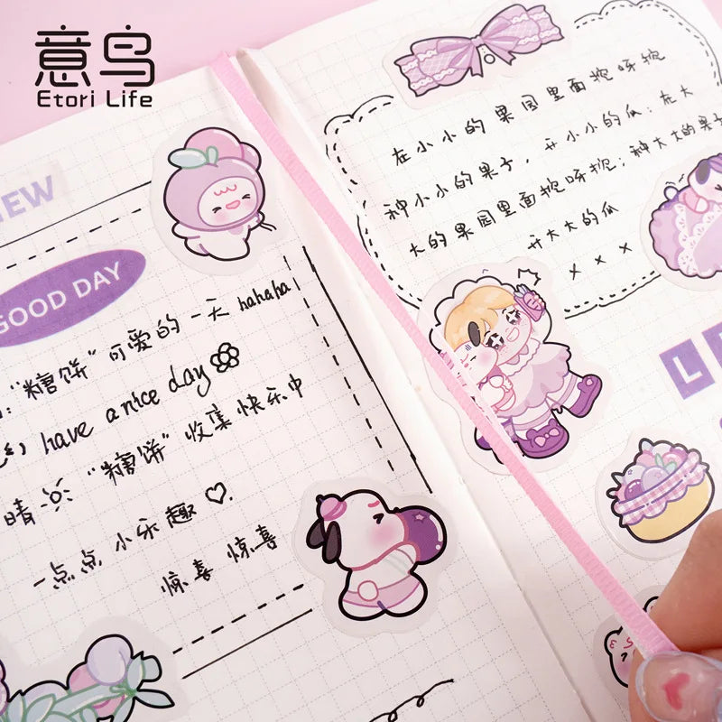 Etori Life Cute Cartoon Girl Notebook Creative Kawaii Student Stationery DIY Drawing Book，Notepad, Line book，Grid Notebook
