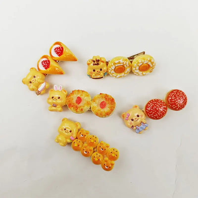 Cute Bread Bear Hair Clip Sweet Bangs Clip for Girls Fashion BB Clips Cartoon Side Clips Cards Headwear Women Lovely Accessories