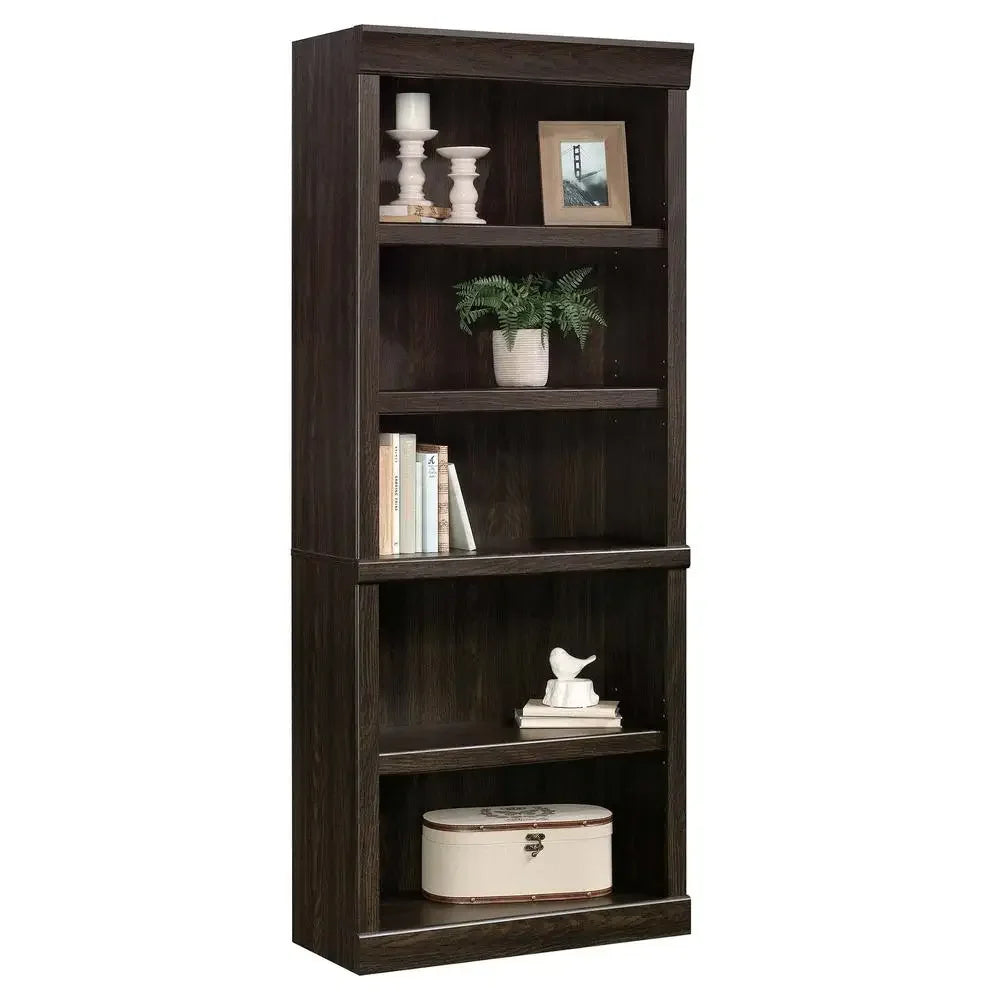 Glendale Oak 5-Shelf Bookcase Adjustable Shelves Vertical Storage Medium Wood Tone Customizable Transitional Style 72.6 lb Model