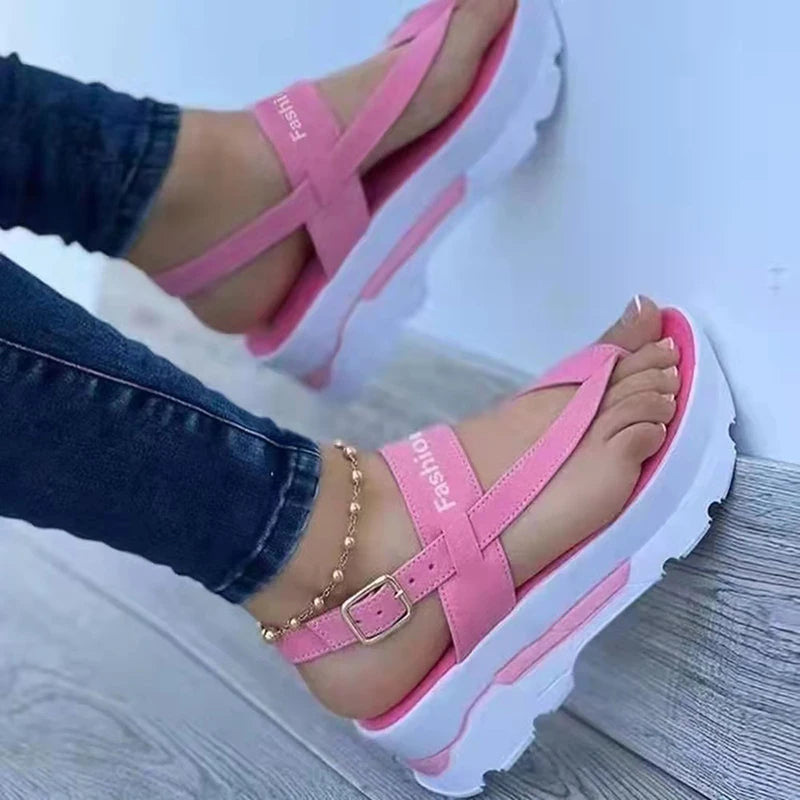2025 Summer Cross-border Foreign Trade Large Size Wedge Heel Thong Strap Sandals for Women Southeast Asia New Outer Wear Roman S