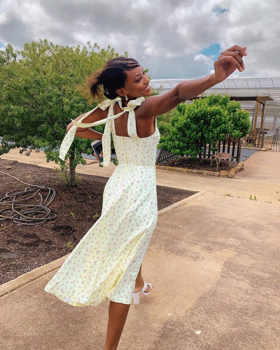 Josiaoprah Holiday floral dress lace up women's summer sundress A-line Spaghetti Strap dress Prairie chic ladies vestidos
