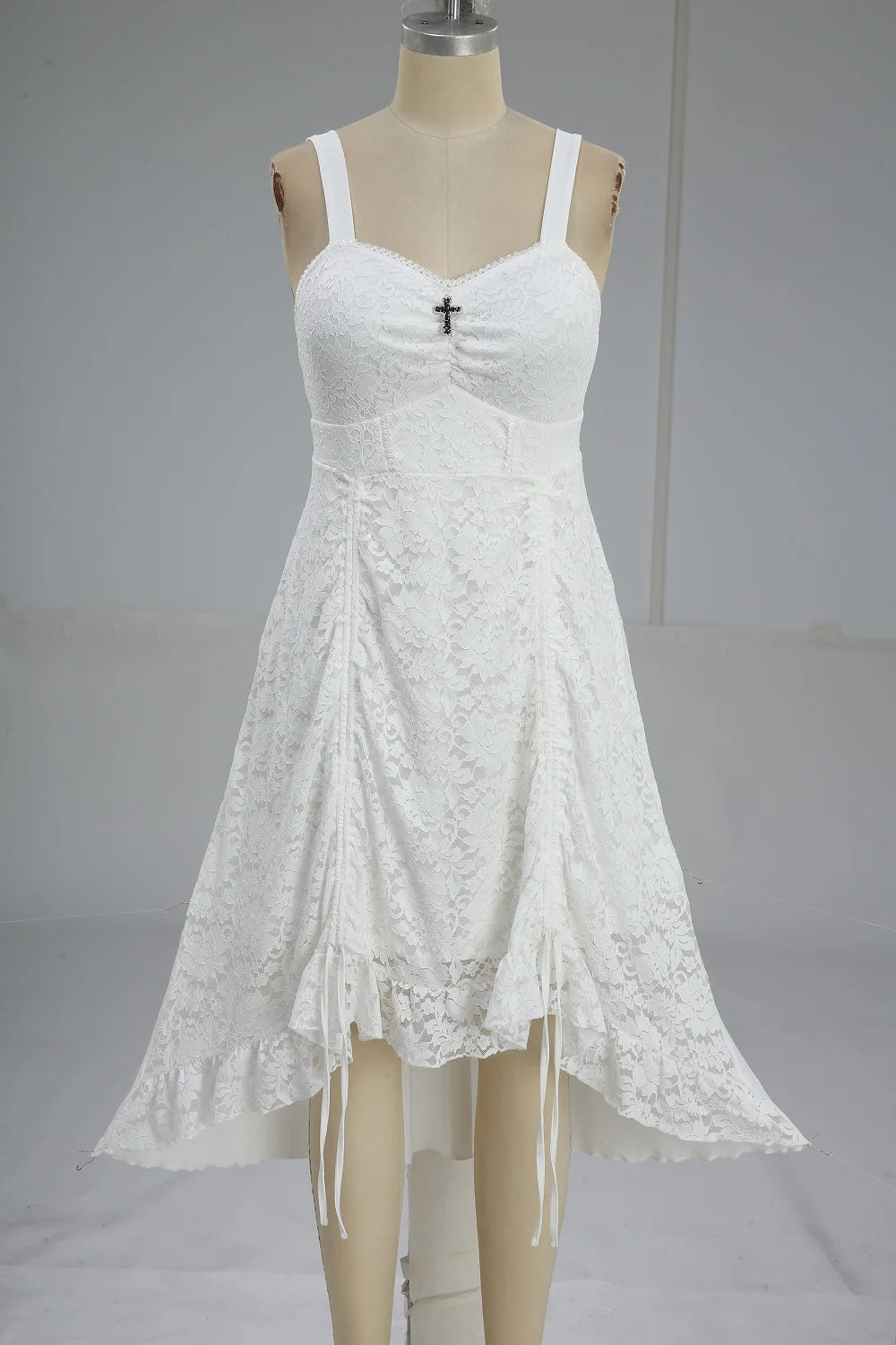 ROSEGAL Plus Size Women's Cocktail Dresses Floral Lace Overlay Cinched Ruched High Low Asymmetric Formal Wedding Party Dress 5XL