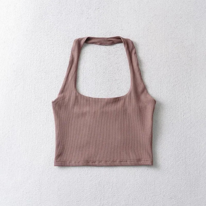 Sexy Women Crop Top 2023 Summer Double Halter Tops Sleeveless Tanks