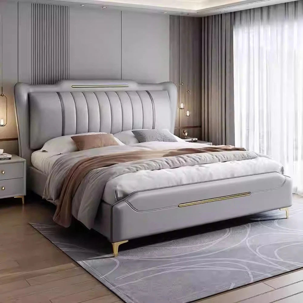 Waterproof Bedroom Bed Aesthetic Modern Lounge French Beds Upholstery Nightstands Meuble De Chambre Furniture Decoration
