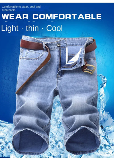 2024 New in SULEE Brand Summer  Men's Stretch Short Jeans Fashion Casual Slim Fit High Quality Elastic Denim Shorts Male Clothes