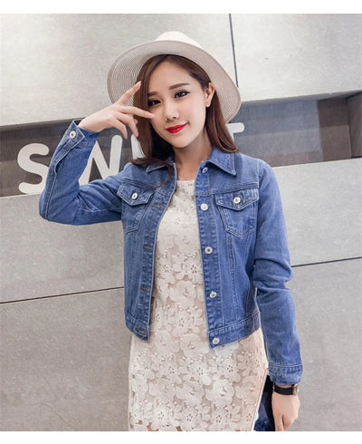 Spring Autumn Women Short Denim Jacket Candy 8 Colors Streetwear Chic Jean Coat Lady Slim Small Outerwear Female casual Tops