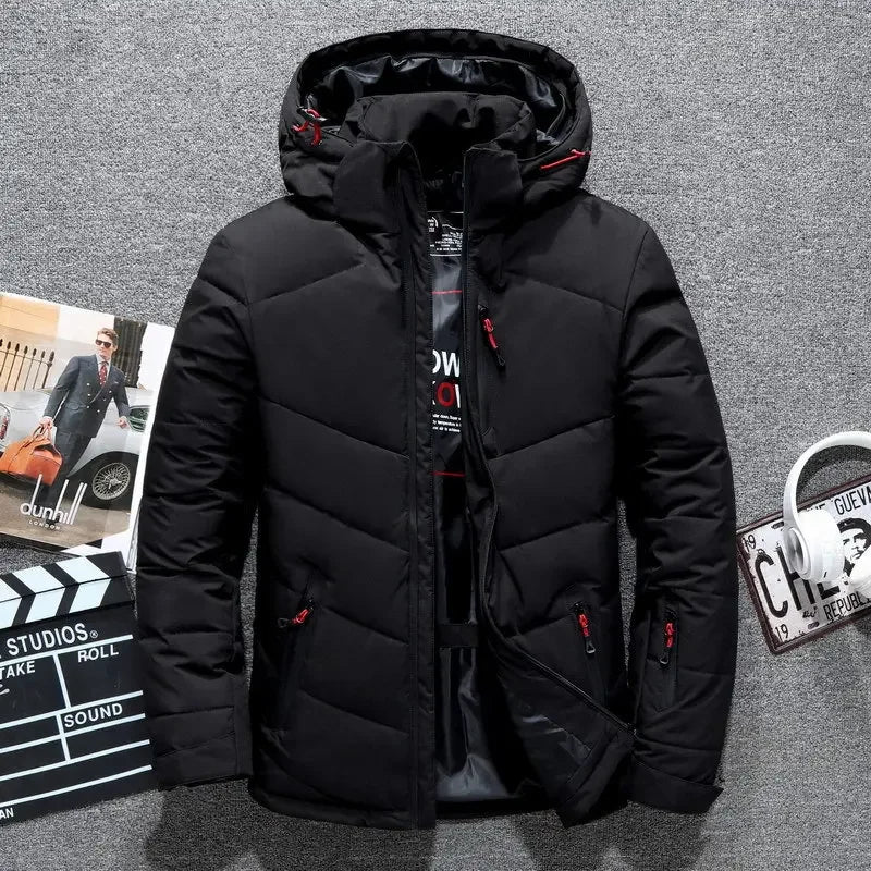 Men's Winter Parkas Hood Thick Warm Waterproof Jackets New Top Male Winter Jacket White Duck Down Parka Casual Goose Feather