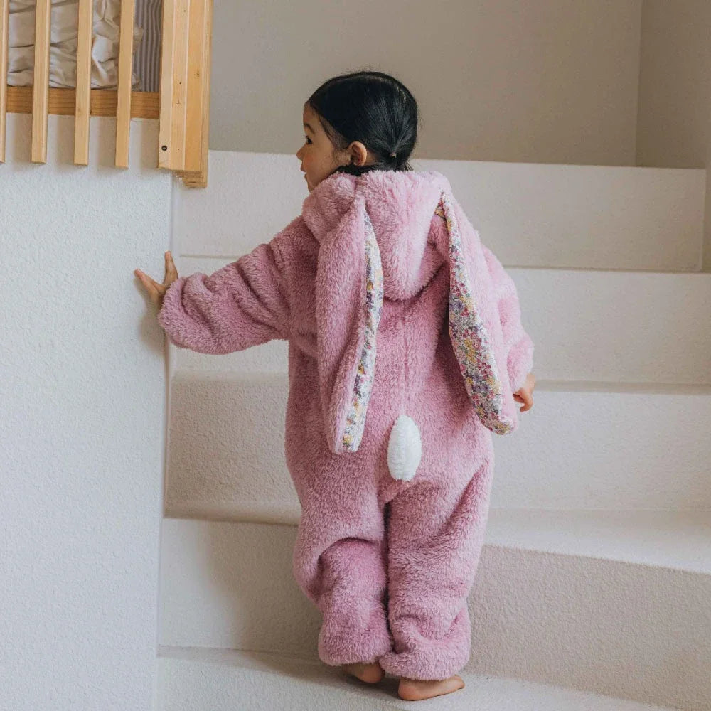 Winter Winter  Baby Romper Boys Girls Zipper Newborn Jumpsuit Cute Hooded Rabbit Pajamas Baby Girl Clothes 1-2 Years