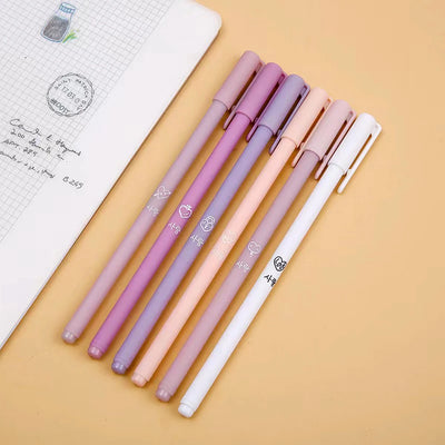 6Pcs/Set Cute Morandi Gel Pen Kawaii 0.5mm Black BallPen Office School Stationery Supplies Student Writing Water Pen Neutral Pen