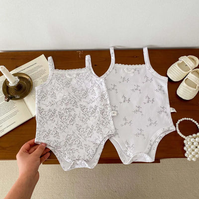 0-2 Years Old Baby Girls Jumpsuit Summer Thin Infant Romper Cotton Floral Prints Baby Sling Clothes
