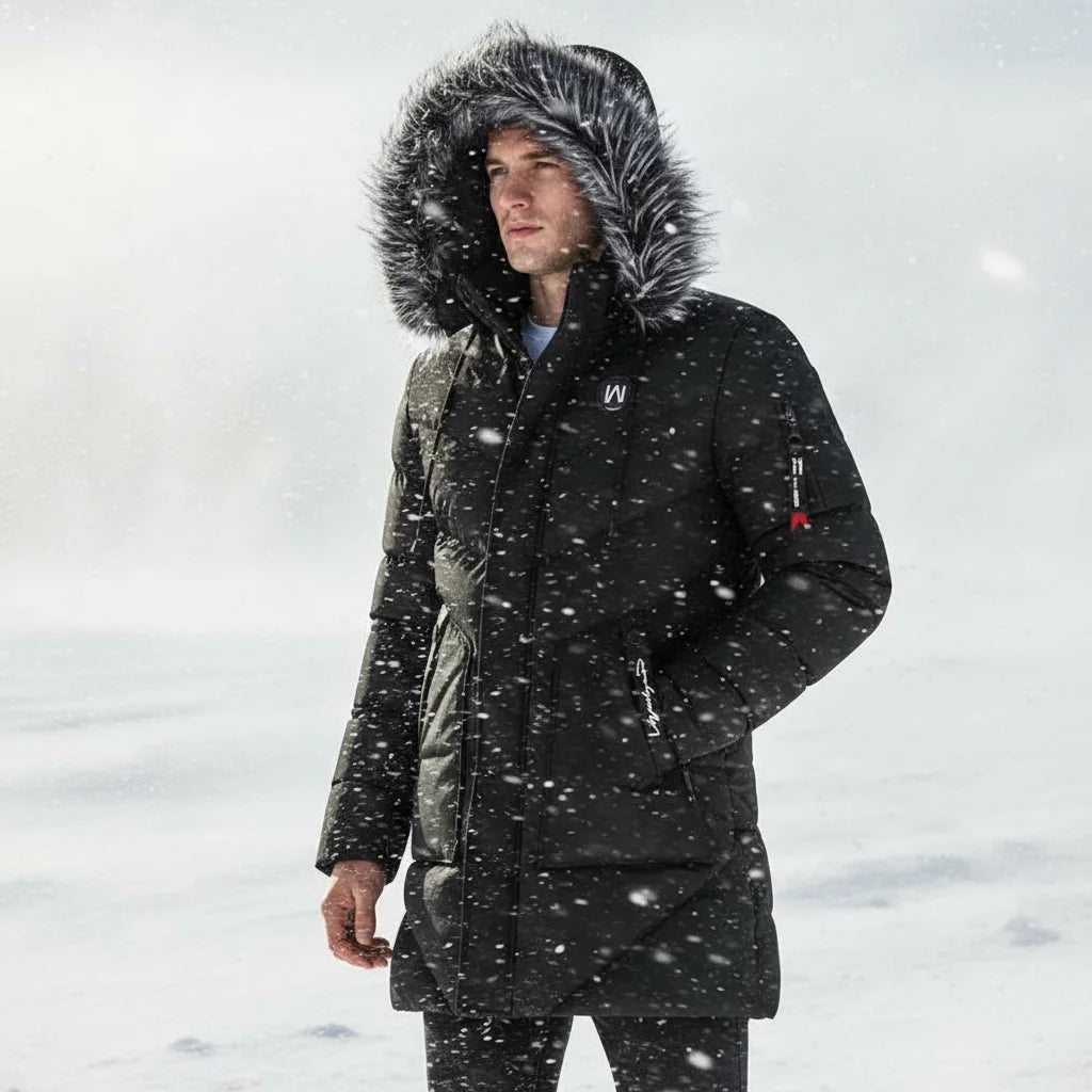 DIMUSI Winter Men's Long Jacket Fashion Men Fur Collar Thermal Classic Coats Casual Warm Windbreaker Padded Jackets Men Clothing