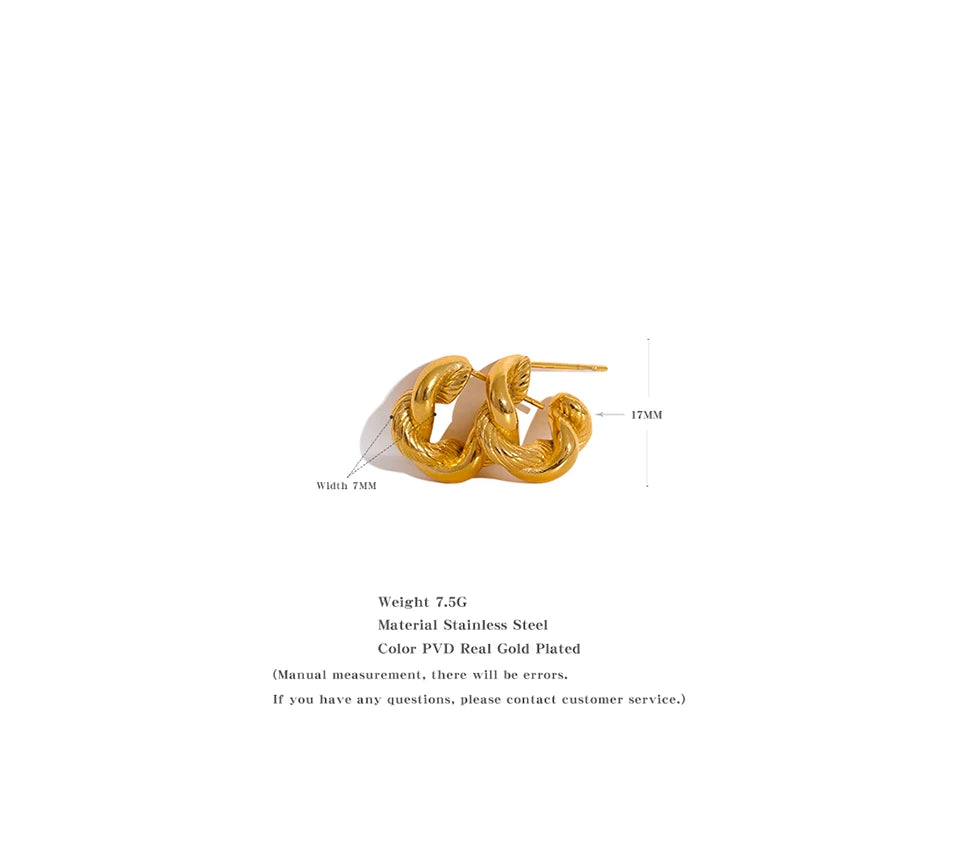 Yhpup 316L Stainless Steel Geometric Twisted Fashion Hoop Earrings for Women 18k Gold Plated Rust Proof Stylish Charm Jewelry