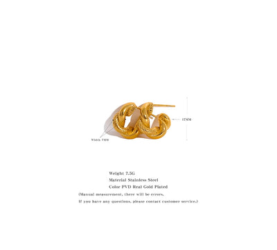 Yhpup 316L Stainless Steel Geometric Twisted Fashion Hoop Earrings for Women 18k Gold Plated Rust Proof Stylish Charm Jewelry
