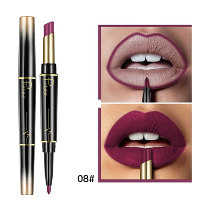 Matte Smooth Lipstick Sexy Soft Matte Red Purple Lipstick Crayon Carving Lip Contours Lip Liner Pencil Double Head Lipsticks