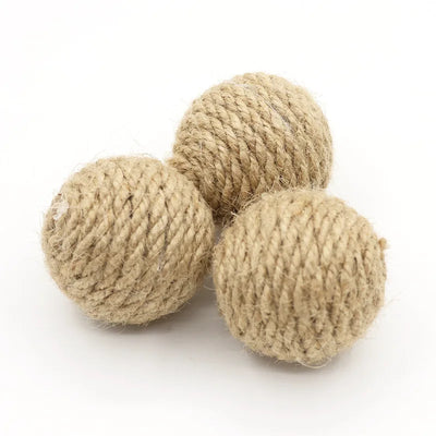 10pcs Solid Colored Sisal Ball Cat Teasing Toy Ball Self Hi  Grinding Teeth Durable Cat Teasing Stick Cat Making Sound Bell Ball