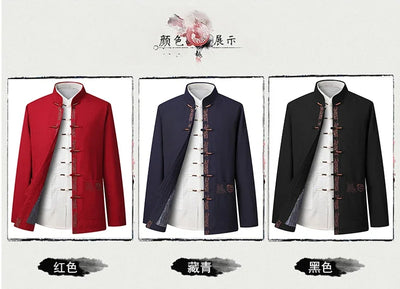 Tang Suit (top + Pants) Spring and Autumn Elderly People Door Flaperon Embroidery Father Men's Hanfu Chinese Style Suit
